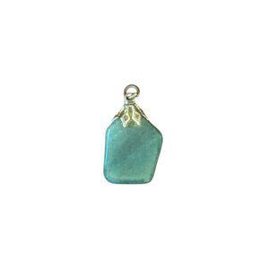 Green Aventurine Gemstone Pendant Charm Necklace Silver Tone Hardware Boho Witch